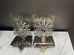 Harvey Lewis Swarovski Crystal Snowflake Christmas Stocking Hanger Set, Silver - Picture 1 of 9