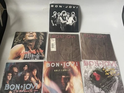 Bon Jovi Lot of 45s 7" Singles 7 Total . All Play Great - Image 1 of 2