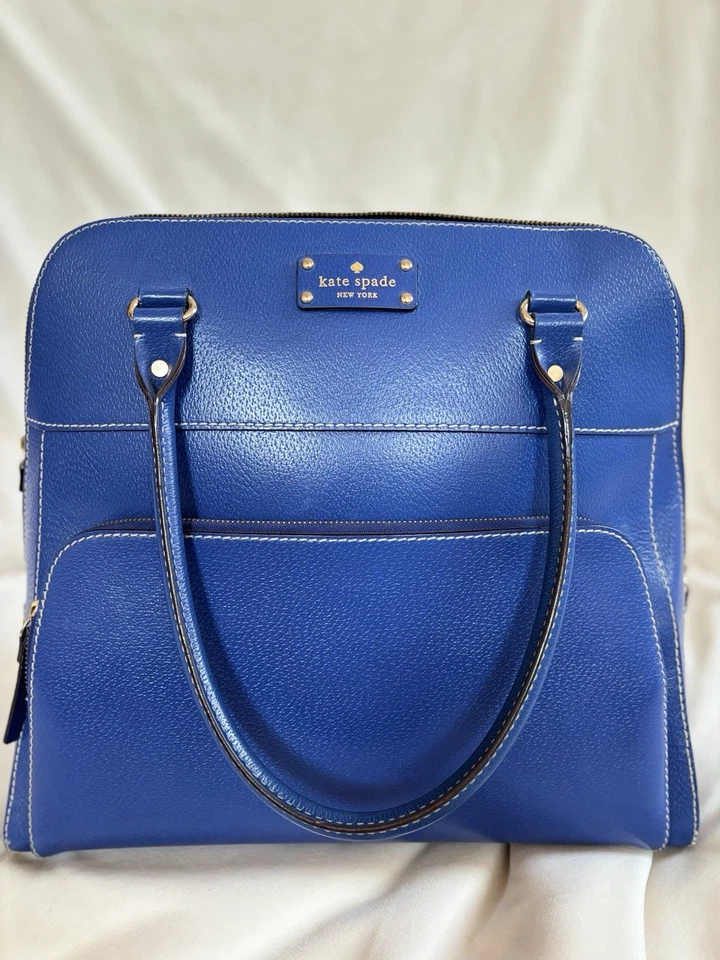 Bolso de Mano Kate Spade, Nueva York de Cuero Azul Real - $299 Bolso de Diseñador  Foto 1 de 4
