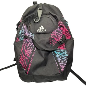 Adidas Softball Baseball Backpack Black Pink 3 Stripes Logo Canvas Fence Hook - Picture 1 of 5