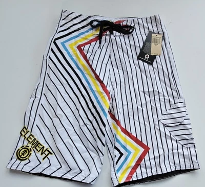 Pantalones cortos Element Big Boys Youth 25 blancos a rayas nuevos con etiquetas Foto 1 de 3