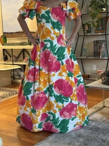 Arnold Scaasi 1980s Floral Silk Evening Gown Size 8. SHOWSTOPPER - Picture 1 of 12