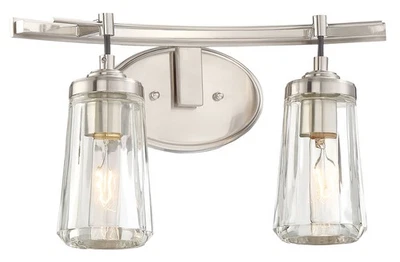 Luz de tocador de 2 luces de níquel Minka Lavery 2302-84 de la colección Poleis Foto 1 de 4