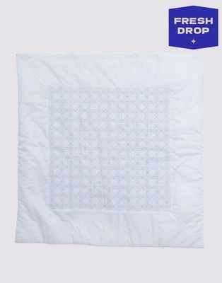 RRP€550 BABY DIOR Square Blanket Embroidered Checked Padded - Image 1 of 4