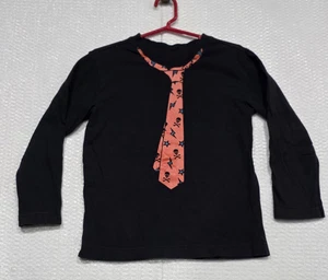 Crazy 8 Youth Long Sleeve Shirt Black Halloween Graphic Orange Necktie Sz S 5-6 - Picture 1 of 4
