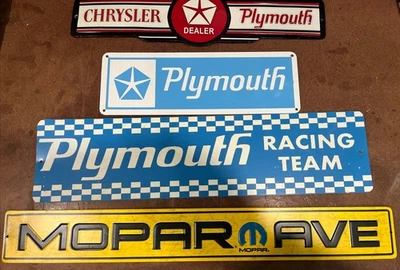 Lote de 4 letreros metálicos Plymouth/Mopar Foto 1 de 2