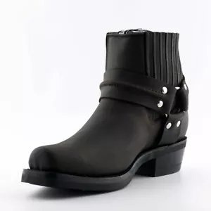 Grinders Renegade Lo Marrón Unisex Cuero Bota Vaquero Western Motociclista Botines - Imagen 1 de 4