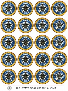 OKLAHOMA STATE SEAL - GRÖSSE JE 2 ZOLL - 20 PRO BLATT - Bild 1 von 1