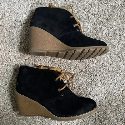 SPERRY ВЕРХНИЙ СИДР ЧЕРНАЯ ЗАМША КОЖА 3» НА ТАНКЕТКЕ БОТИНОК ЖЕНСКИЙ РАЗМЕР США 8 - Изображение 1 из 4