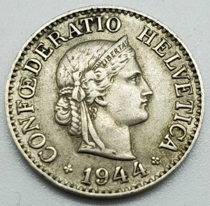 1944 B 10 Rappen Silver Coin Switzerland #1 - Picture 1 of 2