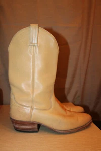 FOLEY Handmade in USA Beige Leather Western Boot Men's 9 EE Vintage - Picture 1 of 16