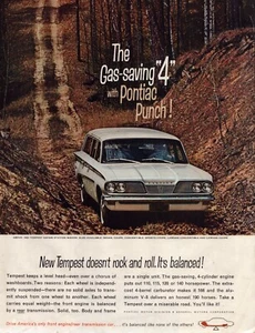1961 Pontiac Tempest Print Ad Gas Saving Doesn't Rock And Roll Balanced - Picture 1 of 1