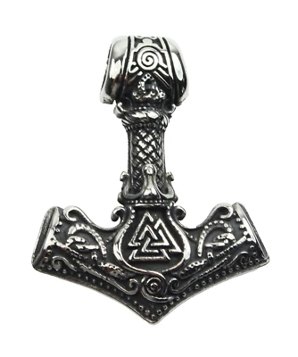 Edelstahl Anhänger Thorshammer 41x33mm wikinger Odin Loki ID5 mm viking - Bild 1 von 2