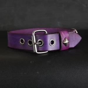 Cuello ancho de cuero para perro de 1,5"". Hecho a mano. Violeta profundo - Imagen 1 de 7