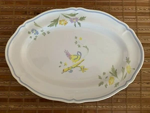 Longchamp France PEROUGES 16" Oval Serving Platter Vintage Bird Floral Faience - Picture 1 of 8