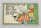 Vintage Postcard Obesity Inclined To Be Very Fat Withy Devoted Wife