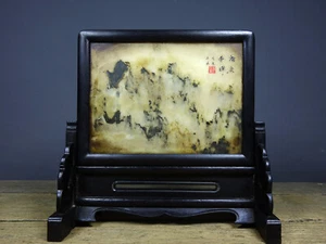 Exquisit gearbeitetes antikes Sandelholz Intarsien mit Marmorschirm Ornamenten - Bild 1 von 9