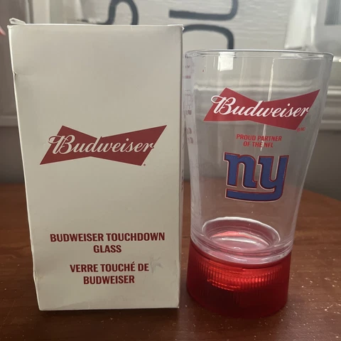 Budweiser NFL Touchdown Red Light Sync Beer Pint Glass - New York Giants - NEW Cover