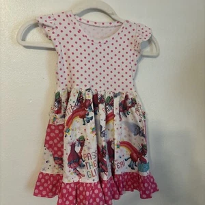 Fluer Trolls Dress Girls 4 Small Birthday Boutique Party Ruffle Sparkle - Picture 1 of 9