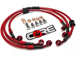 Suzuki GSXR 1000 Brake Lines 2005-2006 Front Rear Red Custom Braided Stainless - Picture 1 of 6