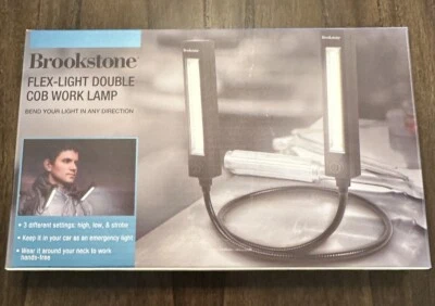 Brookstone Flex Luz Doble Cob Trabajo Lectura Tienda Lámpara Manos Libres LED CAJA ABIERTA Foto 1 de 2