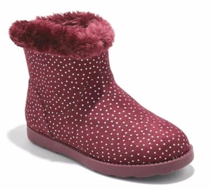 Cat & Jack Winterstiefel Mädchen Burgunderrot Silber Punkte Darby Kunstfell - Bild 1 von 3
