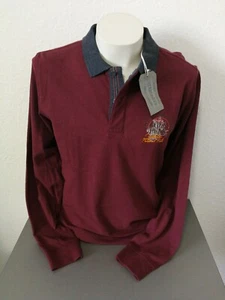 Polo REDFIELD manga larga tira de botones talla M 50 tinto vino impresión - Imagen 1 de 6