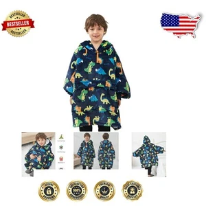 Dinosaur Wearable Blanket Hoodie for Kids 6-10, Sherpa Oversized Comfort - Picture 1 of 8