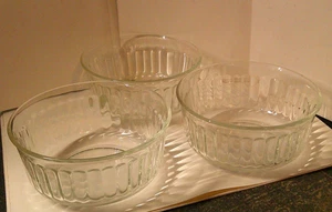 Juego De Colección De 3 Fruteros De Postre Acanalados De Vidrio Transparente México Forte Crisa 5" MC - Imagen 1 de 4