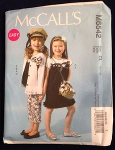 M6542 McCall's Girl's Sz 6 7 8 Cardigan Top Dress Pants Hat Purse Sewing Pattern - Photo 1/4