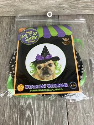 Sombrero de bruja de Halloween con pelo disfraz de perro talla pequeña/mediana rubíes tienda de mascotas Foto 1 de 4