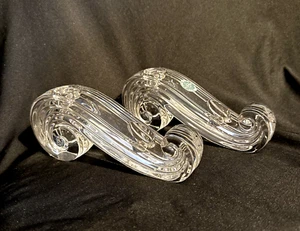 Lenox Crystal Glass ROYAL SCROLL Clear Double Candlestick Holder Set Of 2 - Picture 1 of 12