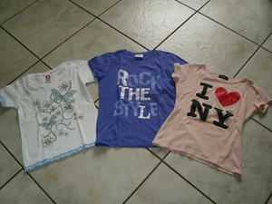 drei schöne T-Shirt `s Gr.158/164 weiß + lila ROCK rosa I Love NY - Bild 1 von 7