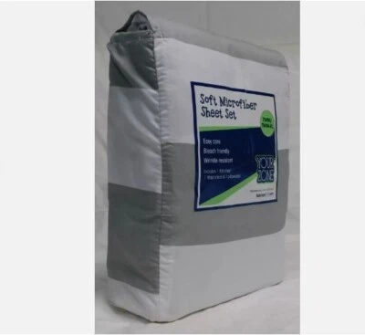 Juego de sábanas de microfibra a rayas grises talla XL Your Zone Twin, sábanas Foto 1 de 2