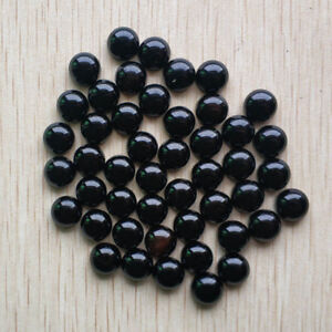 50pcs/lot Natural Black Obsidian Stone Round CAB CABOCHON Stone 10mm Beads