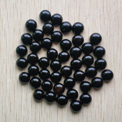 Wholesale 50pcs/lot Natural Obsidian Round CAB CABOCHON Stone 10mm DIY No Holes - Image 1 of 2