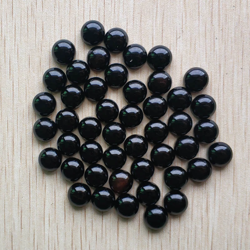 Venta al por mayor 50 un./lote Obsidiana Natural Redonda CABUJÓN Piedra 10 mm Hágalo Usted Mismo Sin Agujeros Foto 1 de 2