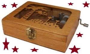 Engraved Wooden Music Box with an Monkey Engraved On Top - Picture 1 of 4