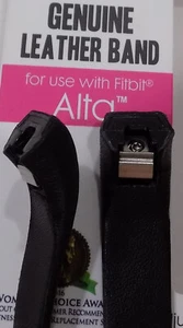 New Replacement FITBIT ALTA Black Genuine Calfskin Calf Leather Watch Band - Picture 1 of 8