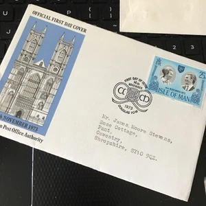 Isle Of Man FDC First Day Cover Princess Anne's Royal Wedding 1973 TYPED - Picture 1 of 3