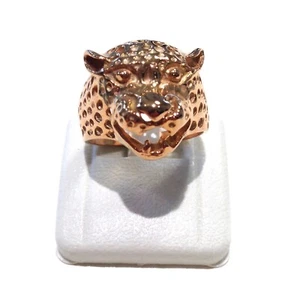 Ring Leopardenkopf aus 925er Silber, vergoldet - Bild 1 von 2