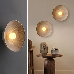 Retro Japanese Wall Sconce Set of 2 Wabi Sabi Wall Art Lamp Bronze Resin Indo... - Picture 1 of 9