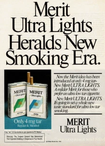 1981 Vintage Print Ad Merit Ultra Lights Heralds New Smoking Era 2 Packs - Picture 1 of 2