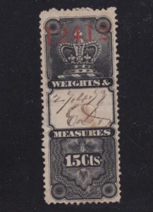 Canada Revenue Stamp Weights & Measures Van Dam #FWM3 Sound Hinge Remnant - Picture 1 of 2