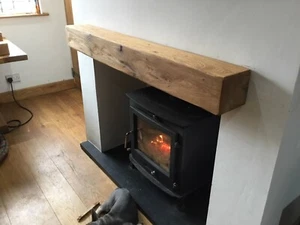 OAK BEAMS LIGHTLY WORKED CUSTOM SIZE / FIREPLACE BEAM - Picture 1 of 15