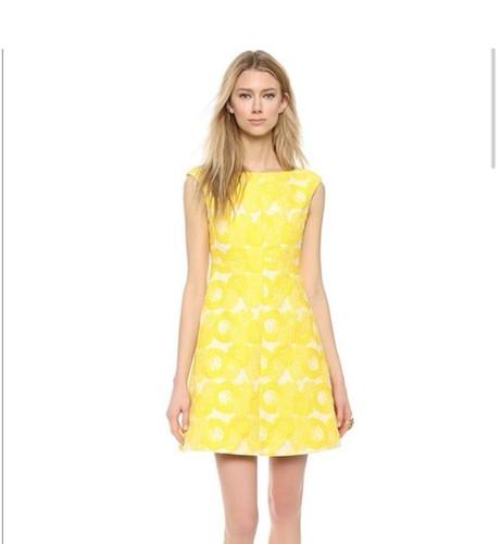 Tory Burch NUOVO abito donna taglia 4 giallo mariana floreale senza maniche jacquard