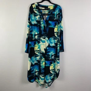 Attitudes by Renee Regular Global Illusions Printed Caftan Size 2X Long Sleeve - Picture 1 of 13