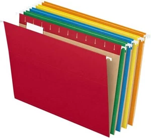 Hanging File Folders, Letter Size, Assorted Colors, 1/5-Cut Tabs, 25/Box - Picture 1 of 7