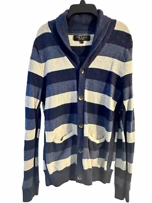 Rag & Bone Striped V-Neck Sweater Small Cardigan Button Up Pockets - Image 1 of 4
