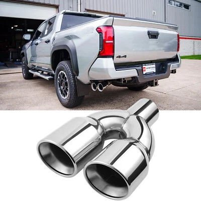 For Toyota Tacoma 2.4L 3.5L V6 2.5" Dual Exhaust Quad Tips Double Wall Stainless - Image 1 of 4